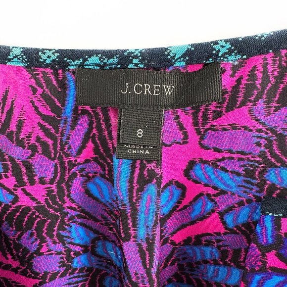 J.Crew Purple Pink Midnight Floral Cocoon Silk Sleeveless Blouse Top sz 8 - Picture 4 of 7